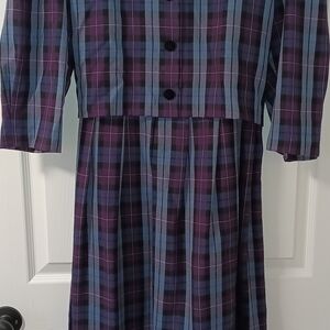 Vibrant Purple and Blue Plaid Dress